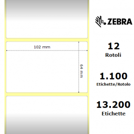 800264-255 - Etichette Zebra  Z-2000D F.to 102x64mm - Confezione da 12 Rotoli